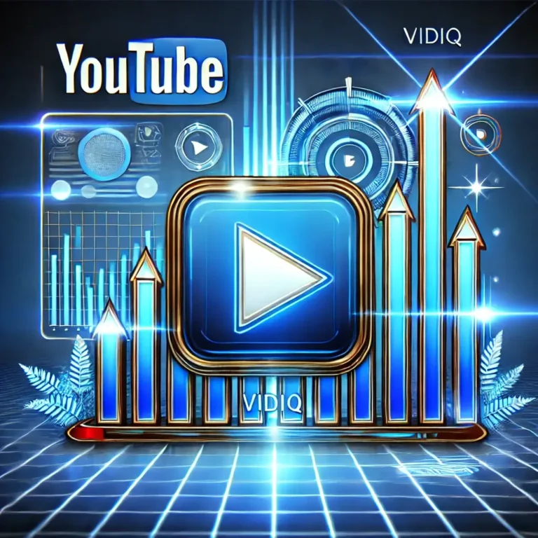 Vidiq, blue play button and blue youtube logo, Aurigon Collective